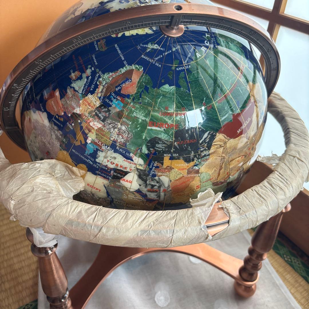 【美品✨希少】天然石✨地球儀✨アンティーク✨インテリア✨コレクション✨シェル