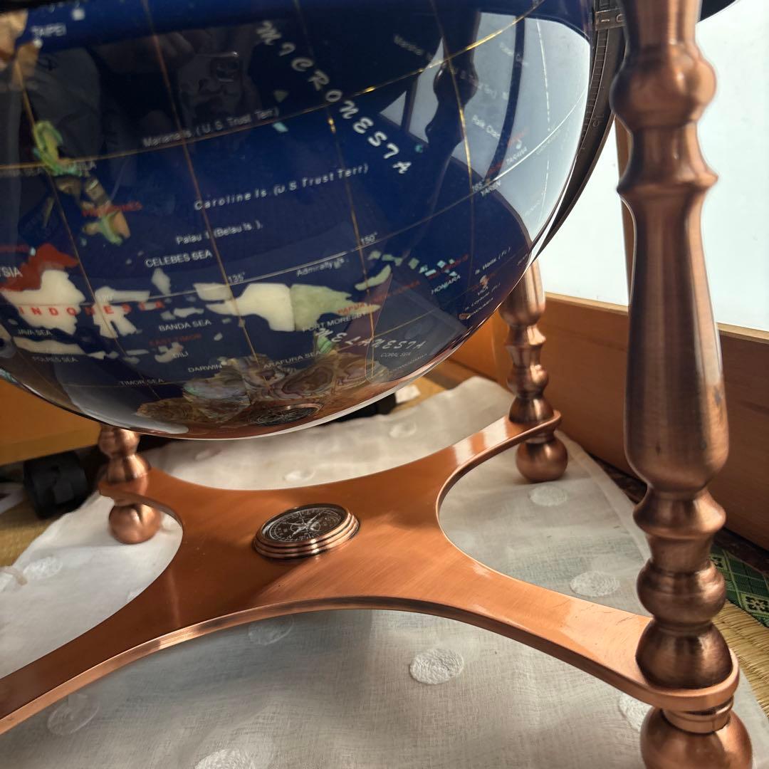 【美品✨希少】天然石✨地球儀✨アンティーク✨インテリア✨コレクション✨シェル