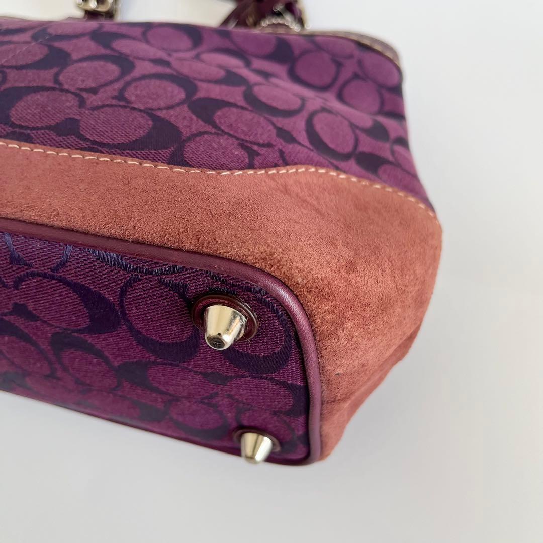 バッグ Coach Purple Signature Tote Bag Tassel