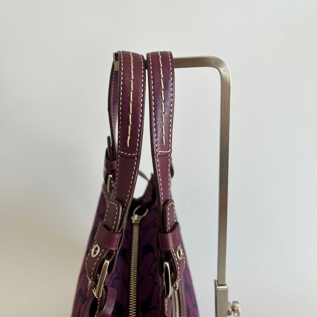 バッグ Coach Purple Signature Tote Bag Tassel