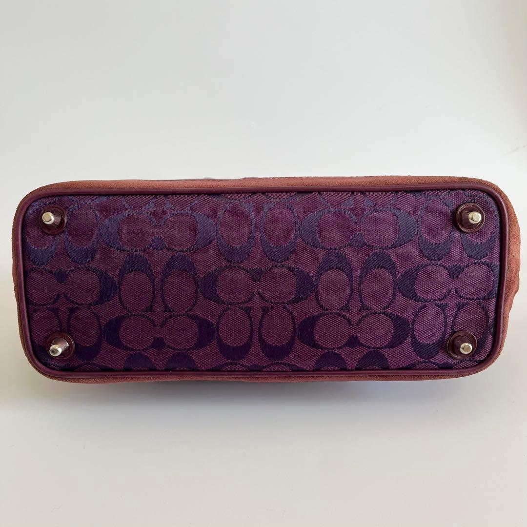 バッグ Coach Purple Signature Tote Bag Tassel