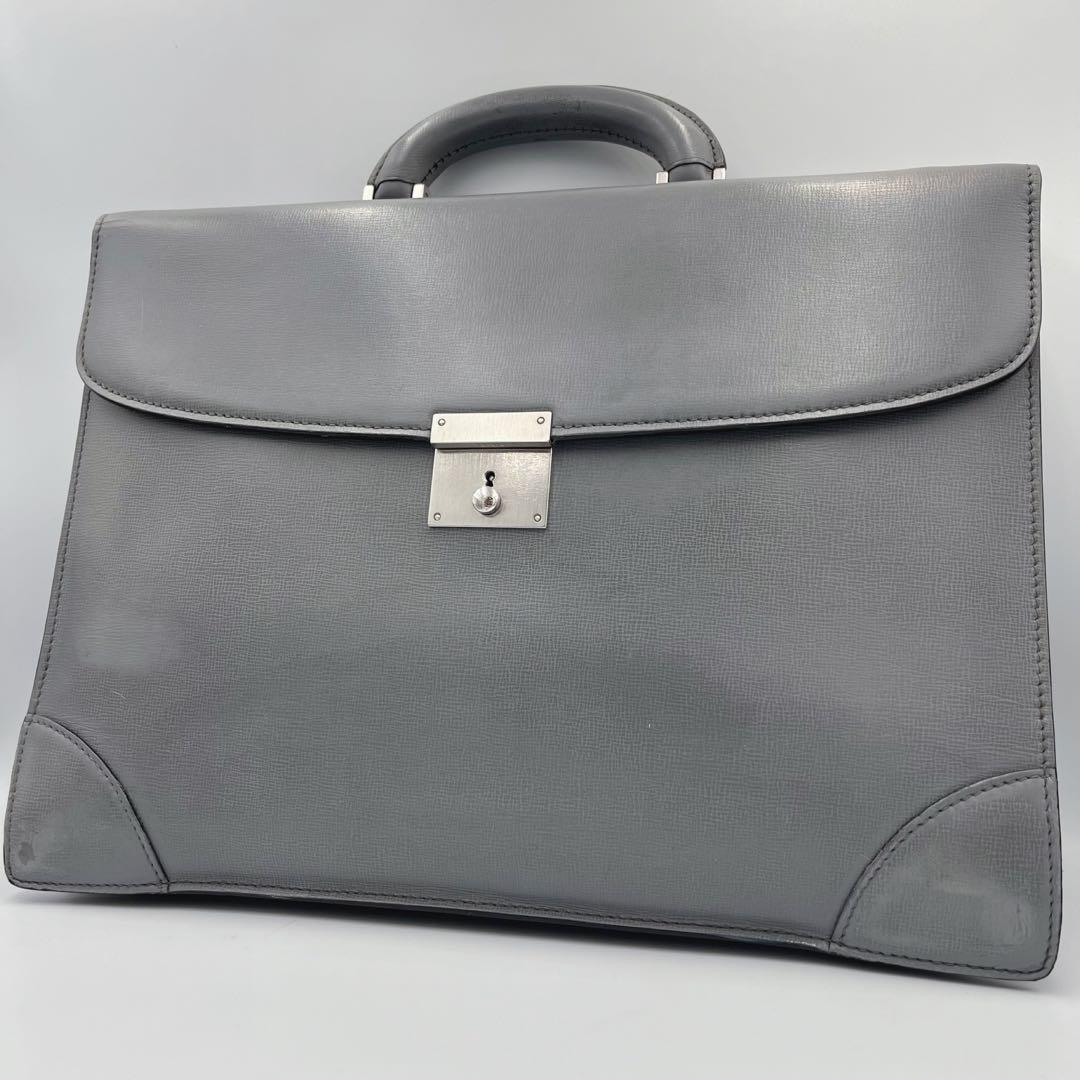 【希少カラー】Valextra ブリーフケース　ビジネスバッグ　2室　グレー