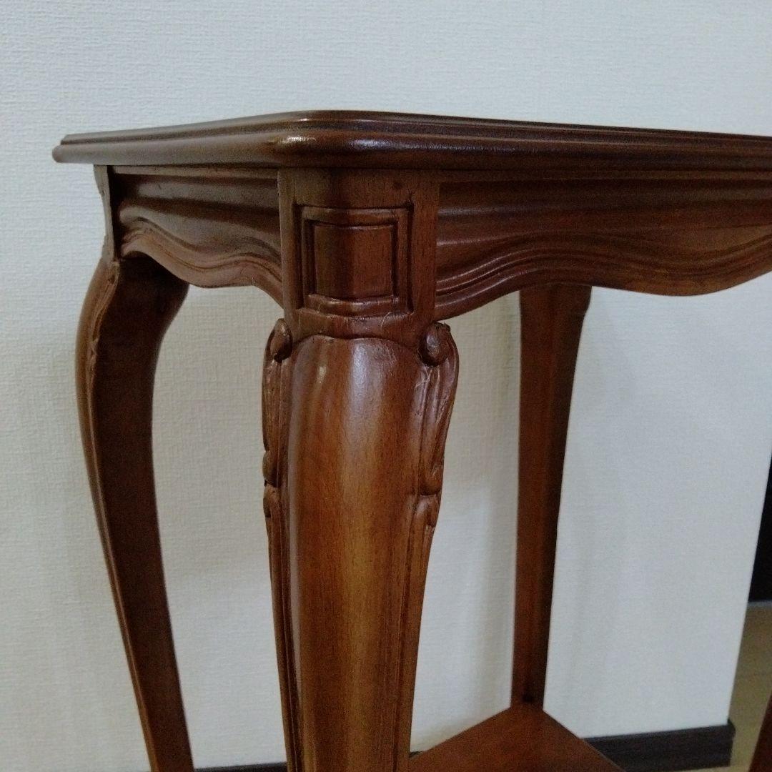 猫足クラシック木製サイドテーブル　アンティーク　ロココ調　イタリア製　西洋家具