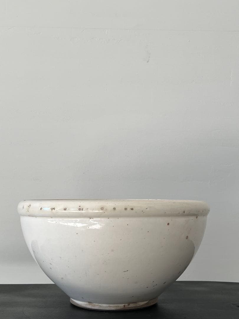 戦前 平清水焼 白磁鉢 ／ こね鉢 白磁ボウル デルフト