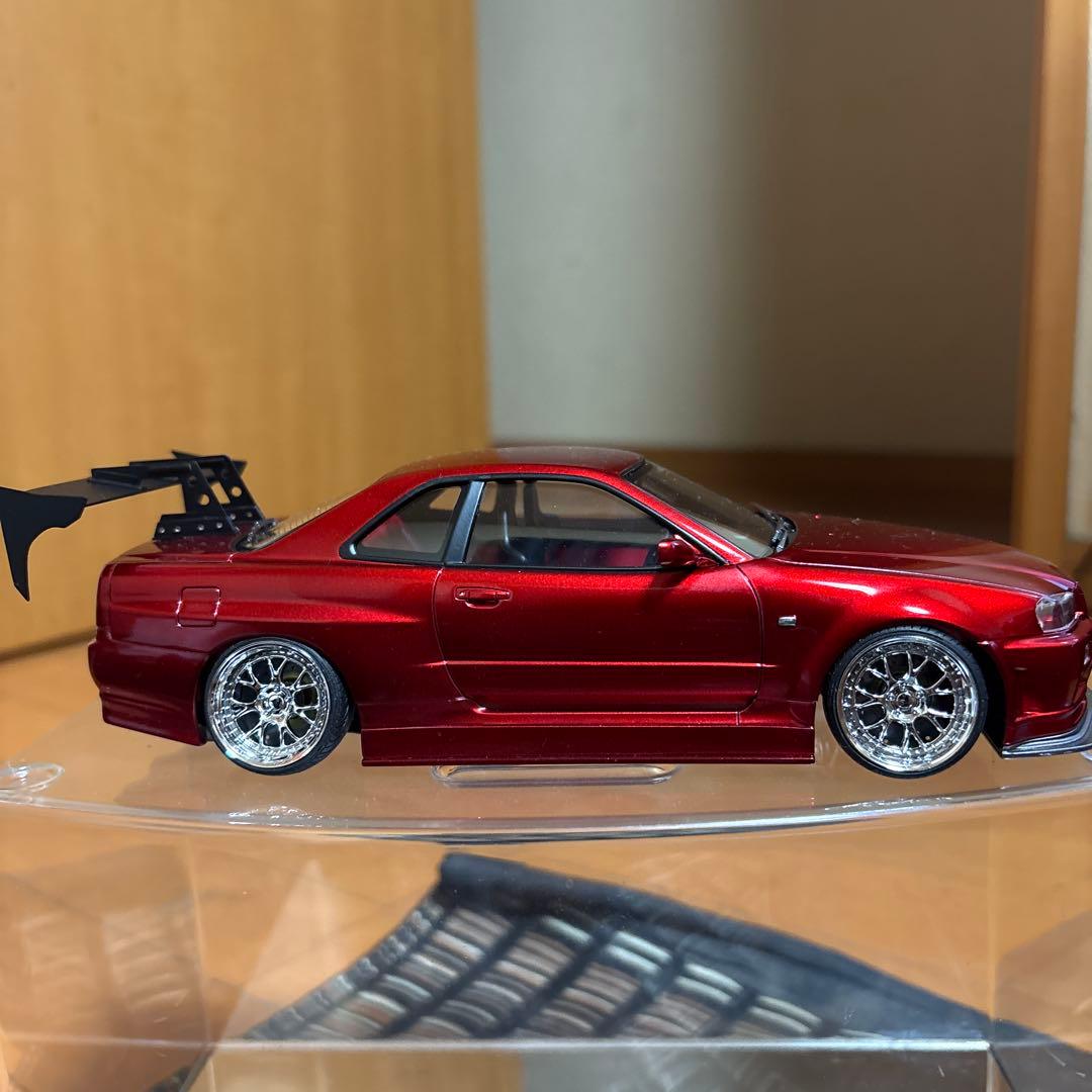 タミヤ 1/24 スカイライン GT-R R34 キャンディレッド塗装 完成品