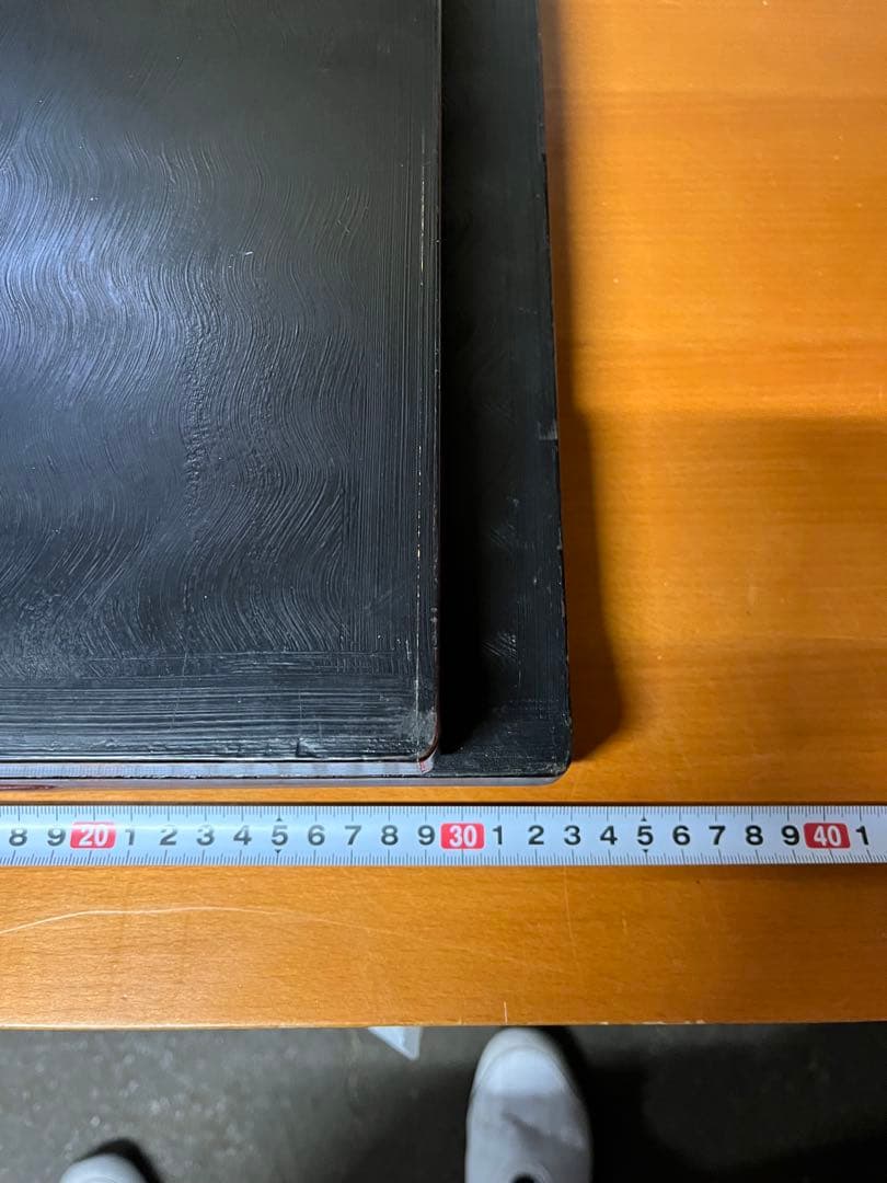 赤褐色　模様漆器膳2枚セット　アンティーク　レトロ　レア　お盆