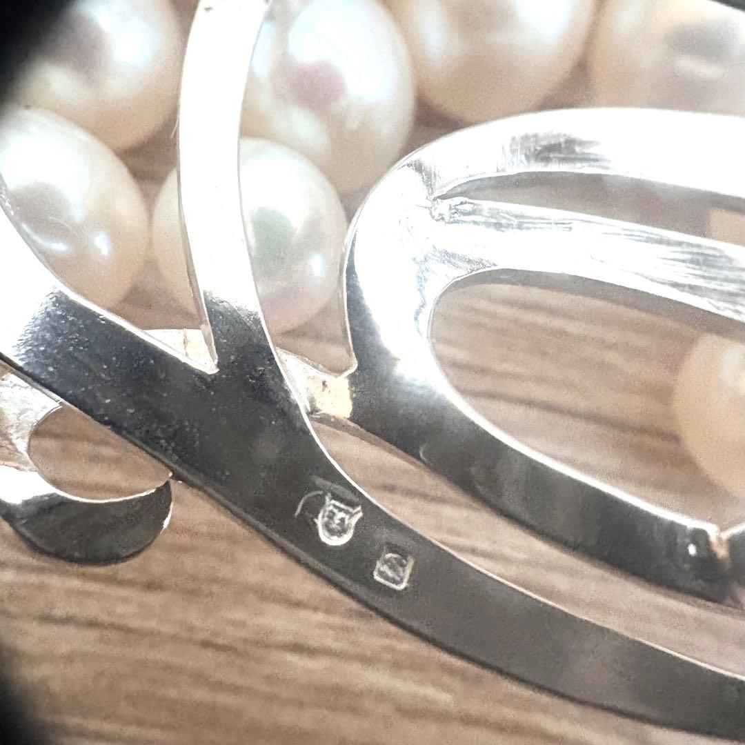 290【タサキ】シルバー　パール　ブローチ