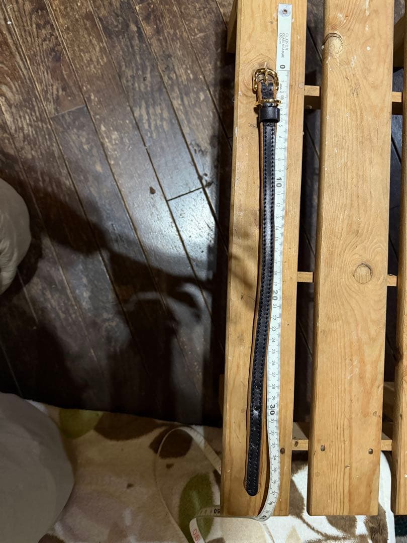 鹿革製品首輪 レザー製二重巻き首輪 黒と茶色バックルゴールド