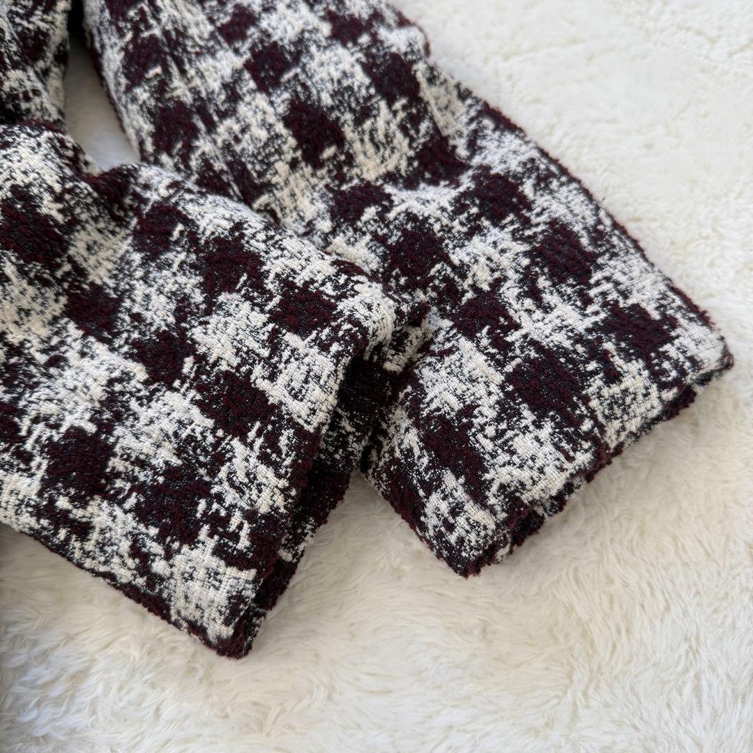 【美品】DAMA collection フード付き ツイードコート 千鳥格子 M