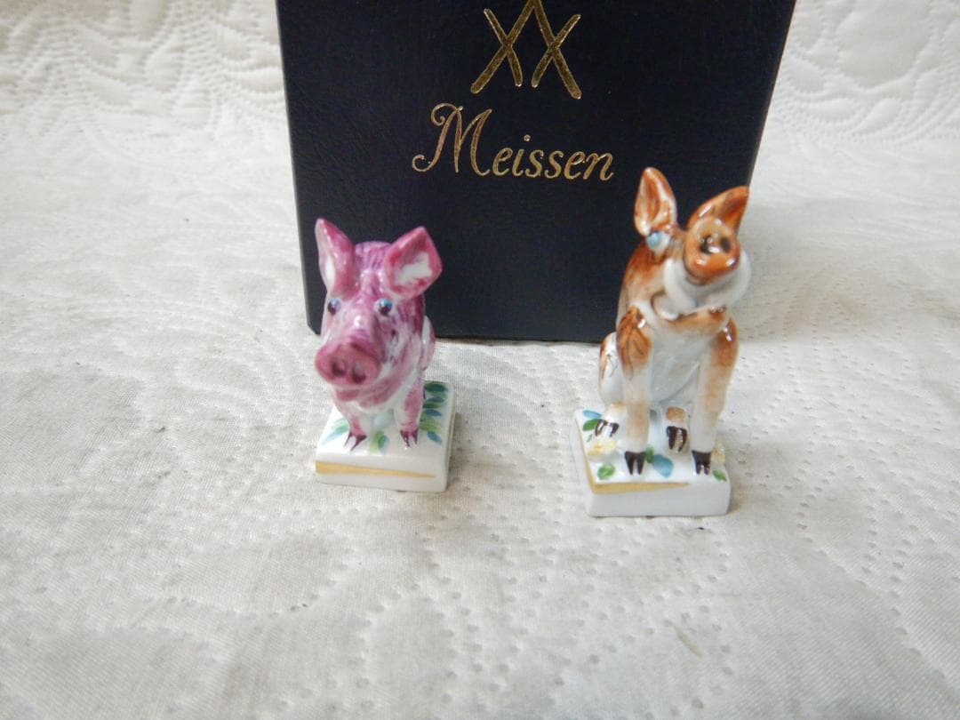 Meissen マイセン　イノシシ　猪　置物 2点セット