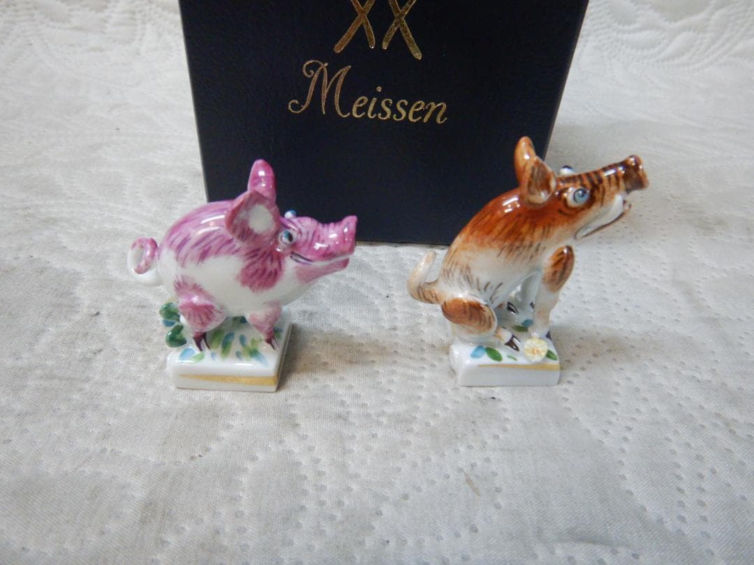 Meissen マイセン　イノシシ　猪　置物 2点セット