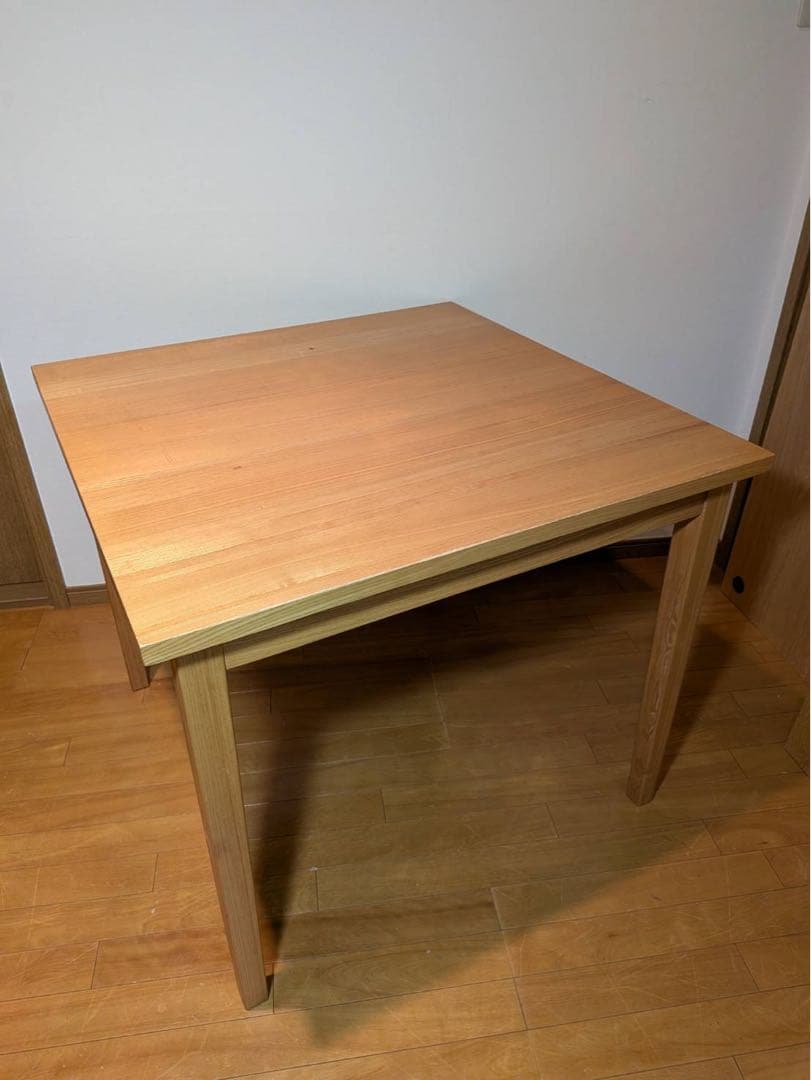 ■送料込■無印良品 正方形 木製デスク タモ材 天然木 廃盤机ダイニングテーブル