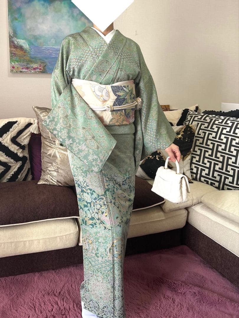 P様　ご成約です くすみカラーの更紗訪問着