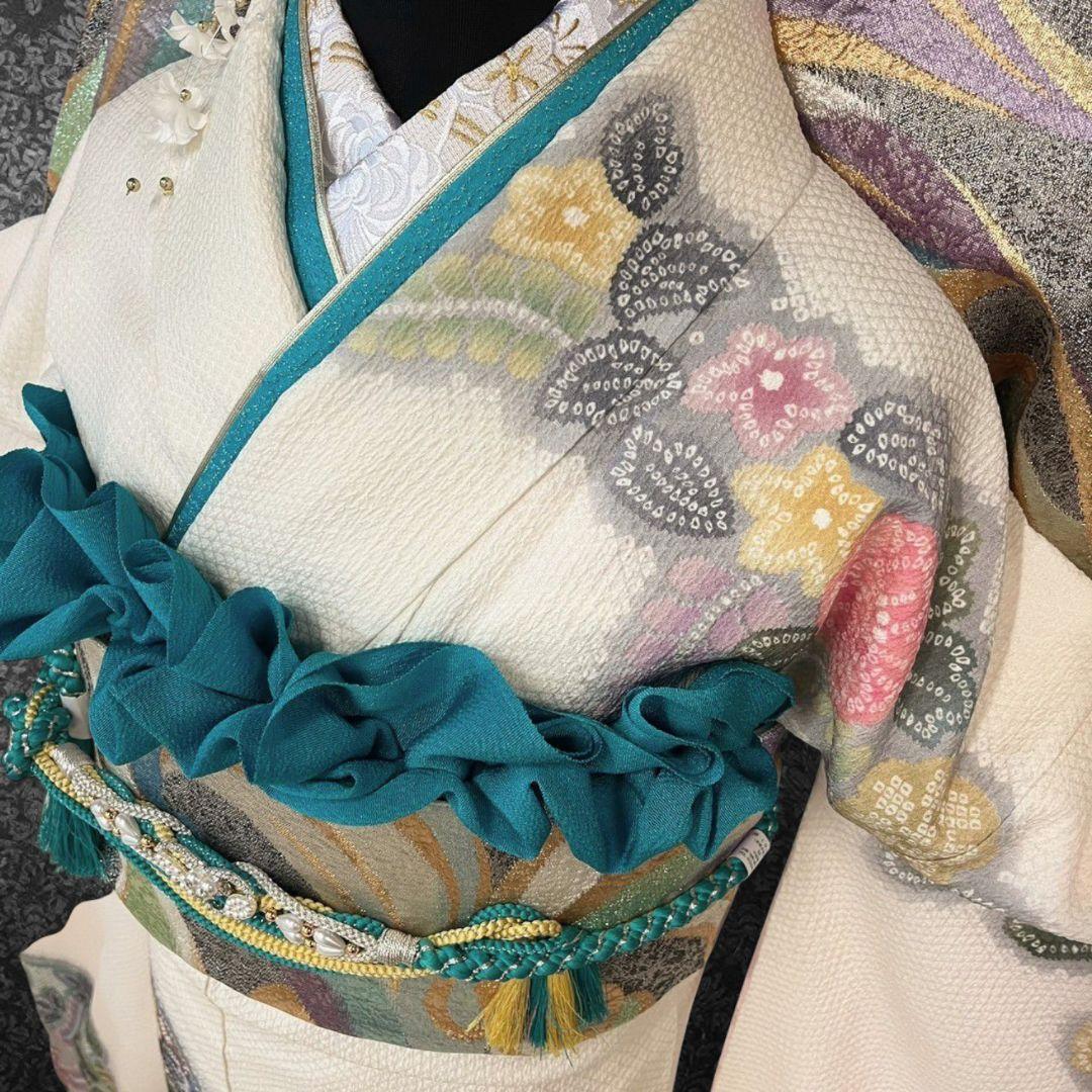 振袖フルセット(7点)・成人式・総絞り・エンボス加工・胴裏正絹・正絹・逸品