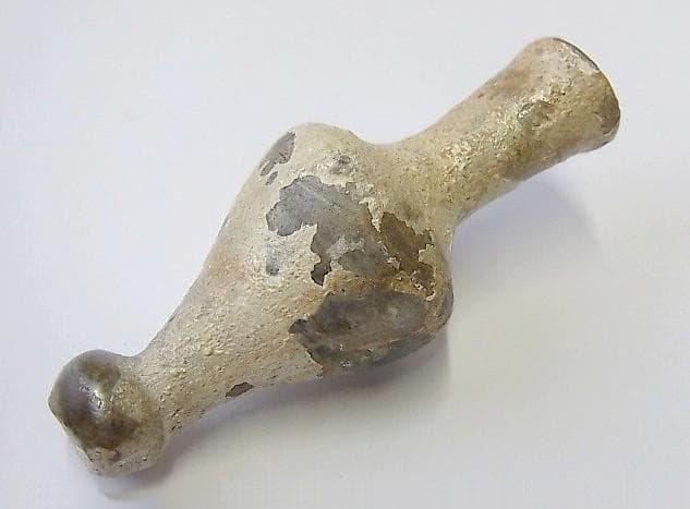 ★Y1417★古代　ガラス 化粧小瓶　銀風化　アイライン顔料壺　ローマ出土