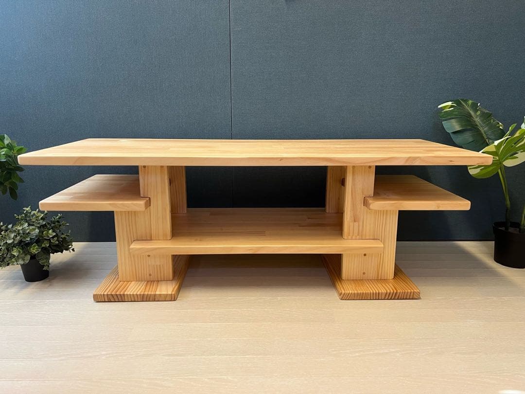 【在庫整理】 ローテーブル 木組みたっぷり収納 120cm 45cm パイン