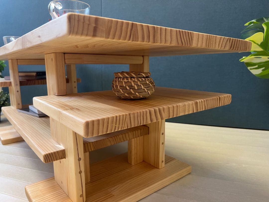 【在庫整理】 ローテーブル 木組みたっぷり収納 120cm 45cm パイン