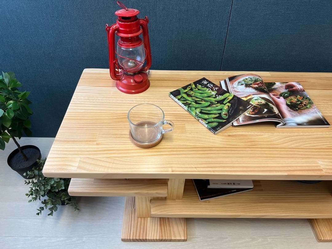 【在庫整理】 ローテーブル 木組みたっぷり収納 120cm 45cm パイン