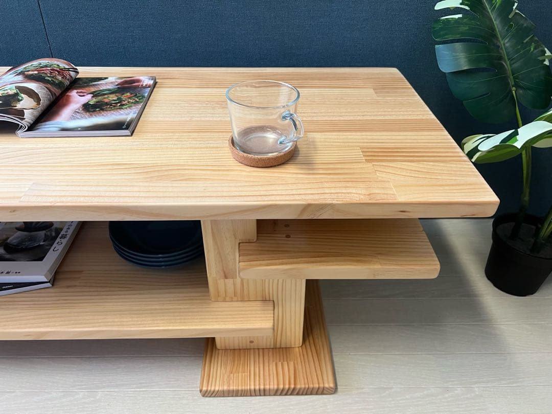 【在庫整理】 ローテーブル 木組みたっぷり収納 120cm 45cm パイン