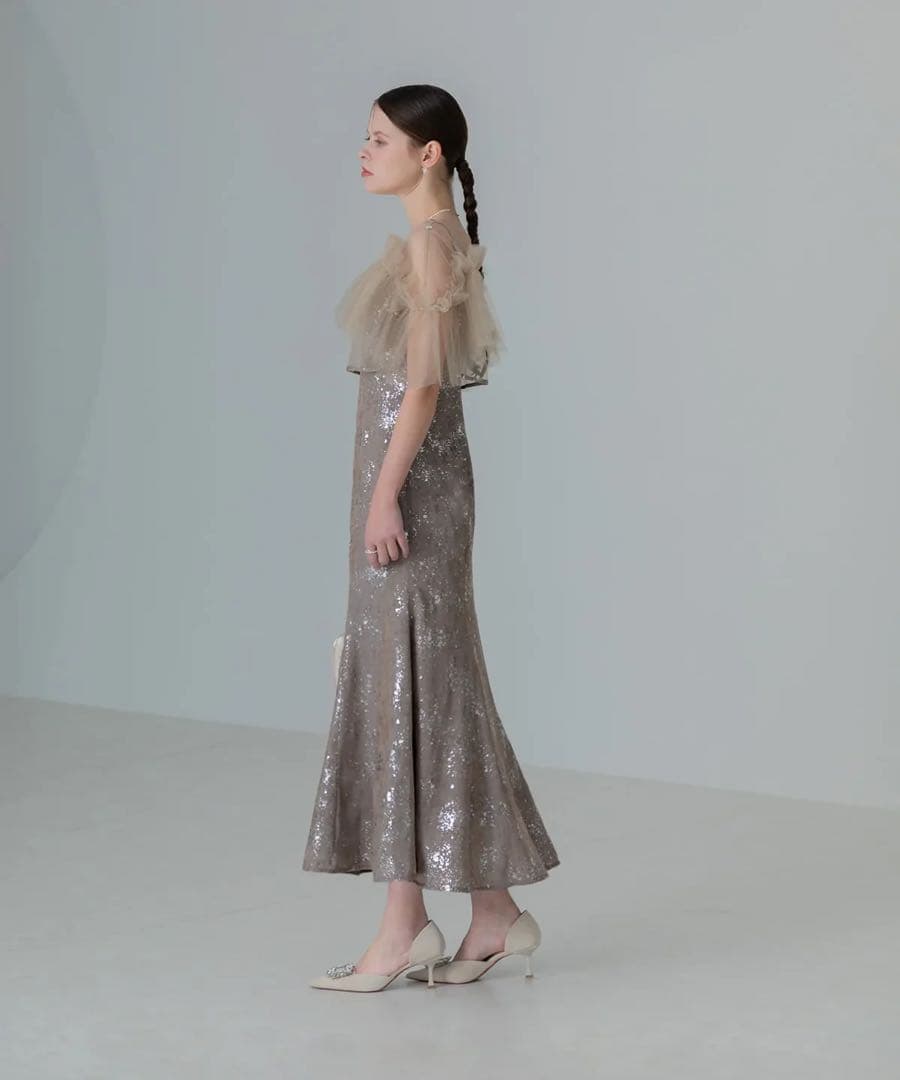 LEJA チュールフリルボレロペイントマーメイドワンピースドレス