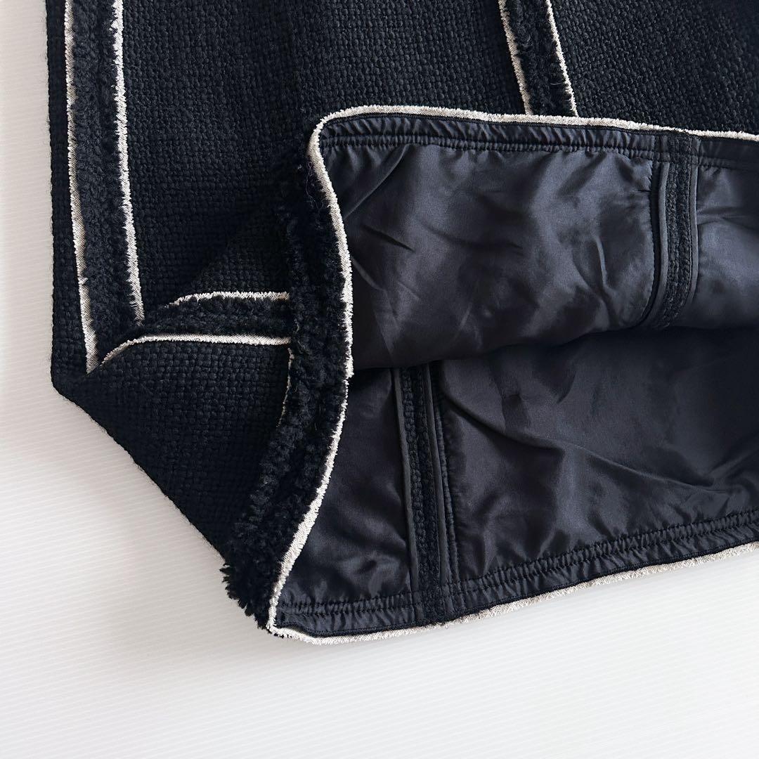 PRADA / ウール スカート フリンジ 黒 40 Aライン ブラック