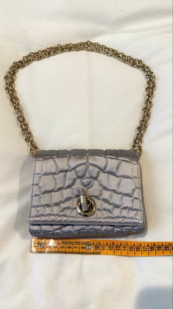 YSL シルバー 紫クロコダイル風 パーティーバッグ