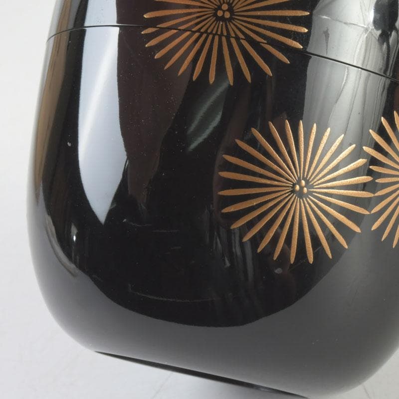 茶道具　中村湖彩作　朝顔蒔絵　中棗　共布共箱　V　9288