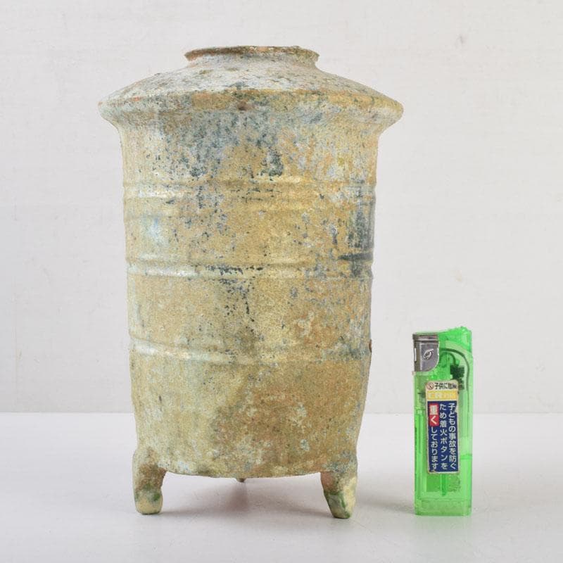 中国　漢緑釉　銀化　穀物倉　C　9229