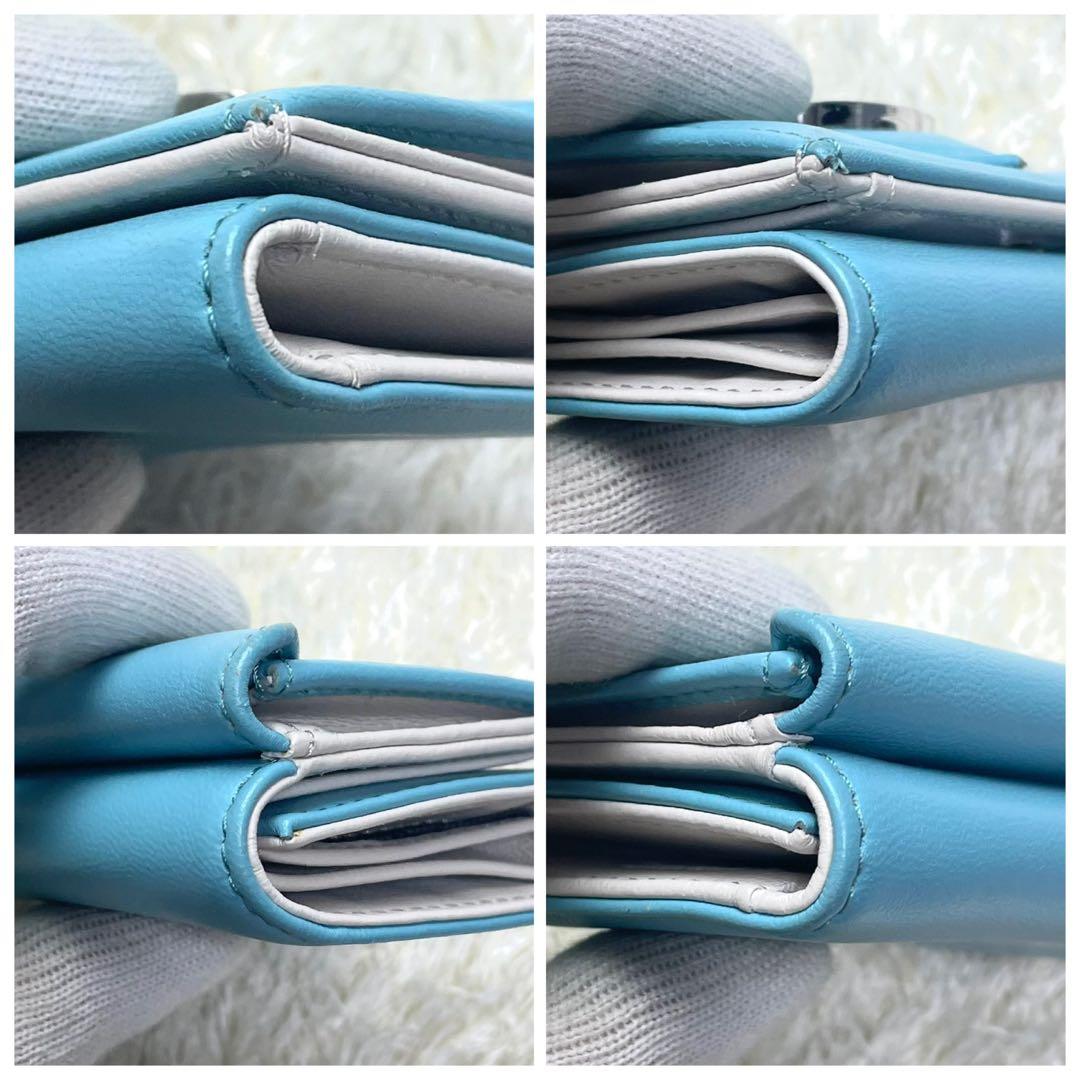 未使用に近い ヴィヴィアンウエストウッド 折財布 ブルー 三つ折り財布 レター