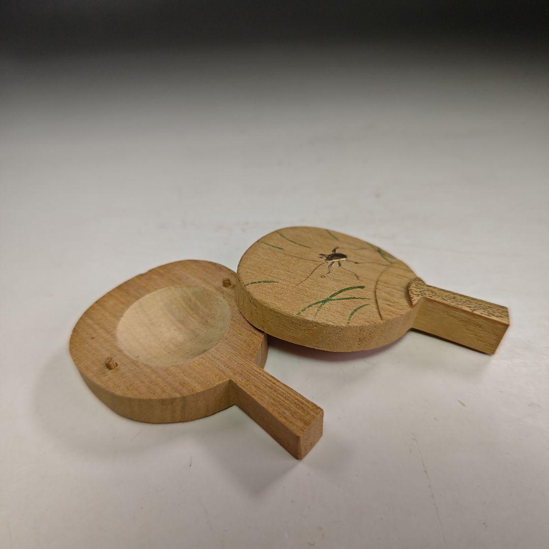 イ913 香合『宗廣作』『虫　桐団扇香合　うちわ　共箱』茶道具