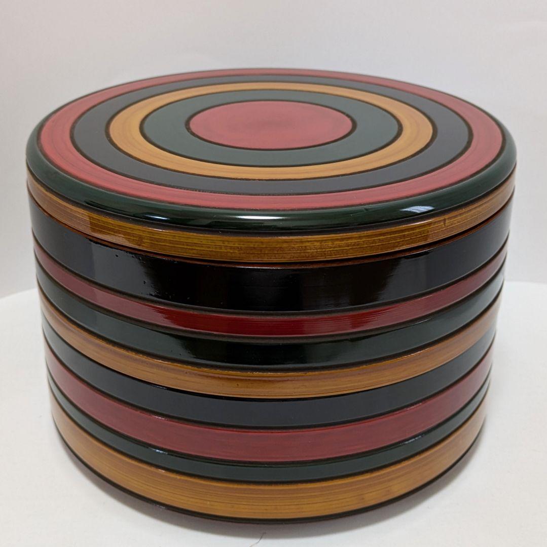 コマ二段丸重とコマ小器11碗 香川漆器　独楽塗