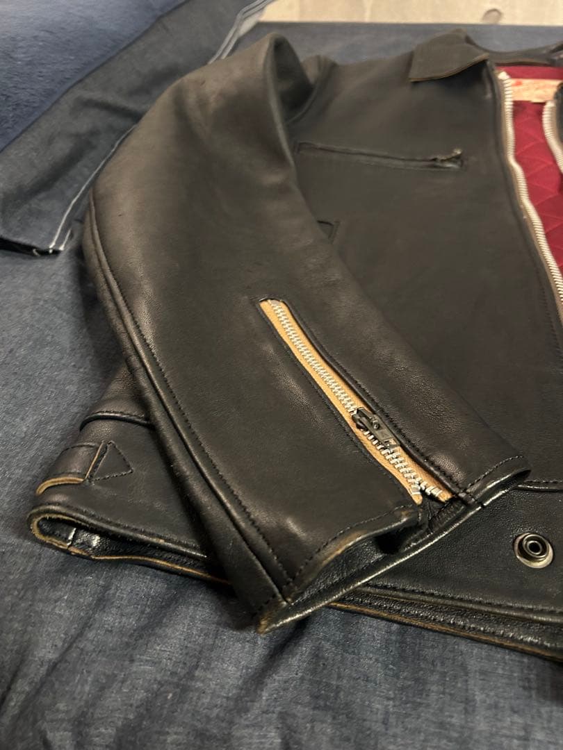 アディクトクローズ　シングルライダースジャケット 38 ネイビー