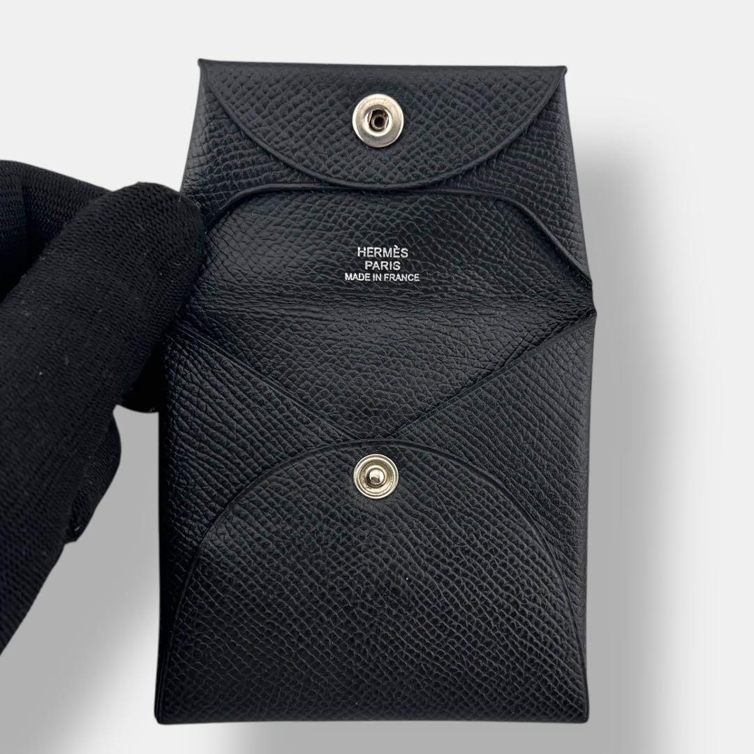 美品 エルメス バスティア ケース ブラック レザー T刻印 箱付き