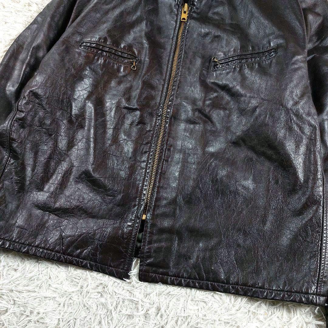 60~70s 希少 シングルレザーライダース 五角形TALON 逆ハの字ジップ