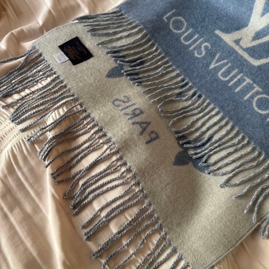 ルイヴィトン マフラー レイキャビック ライトブルー×グレーM75704