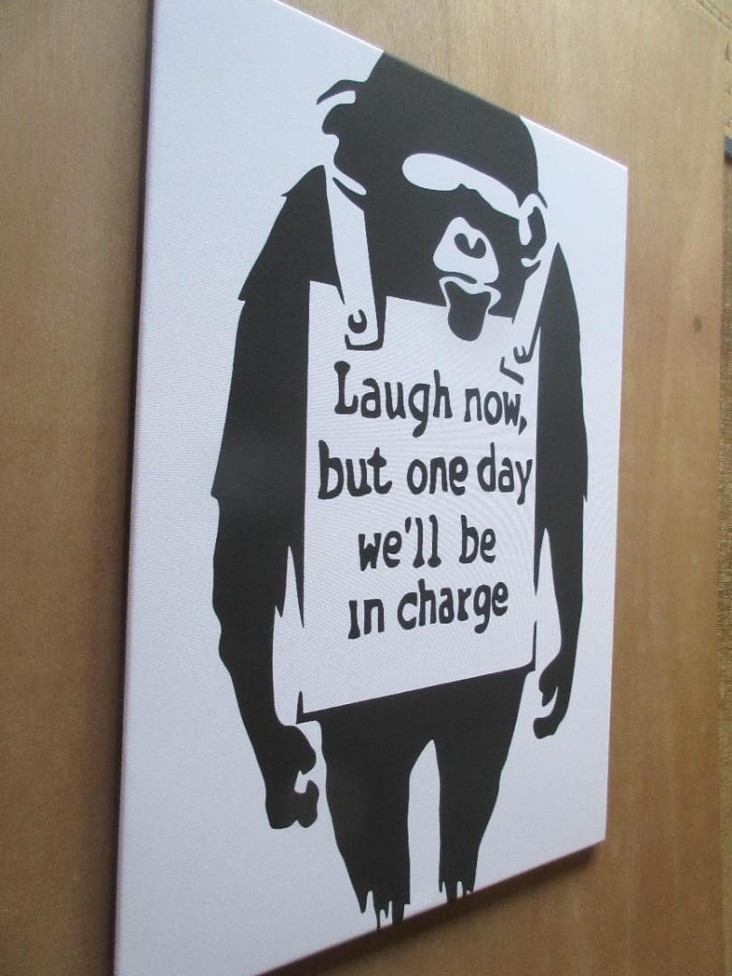 バンクシー落書きアート　ポスター木製パネル加工の新品