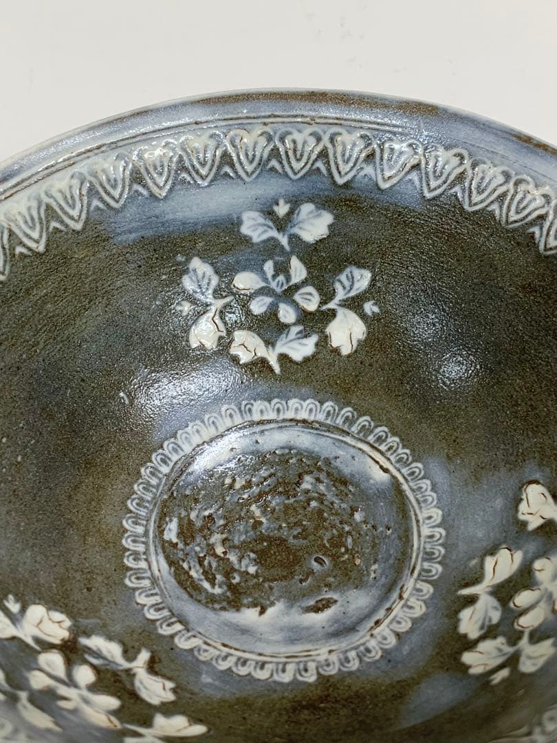 楠部彌一作　印花茶碗　　表千家 裏千家 抹茶茶碗 茶道具