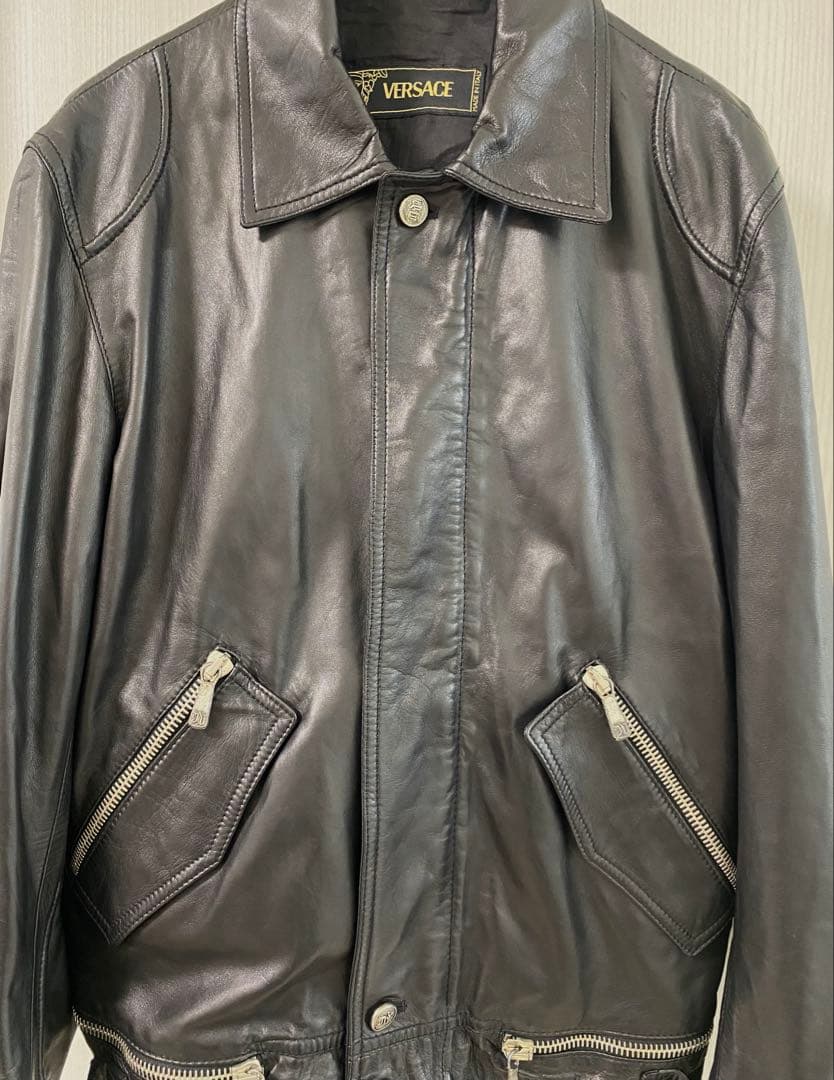 【定価50万円】 希少 ヴェルサーチェ コレクション レザー ライダース 48