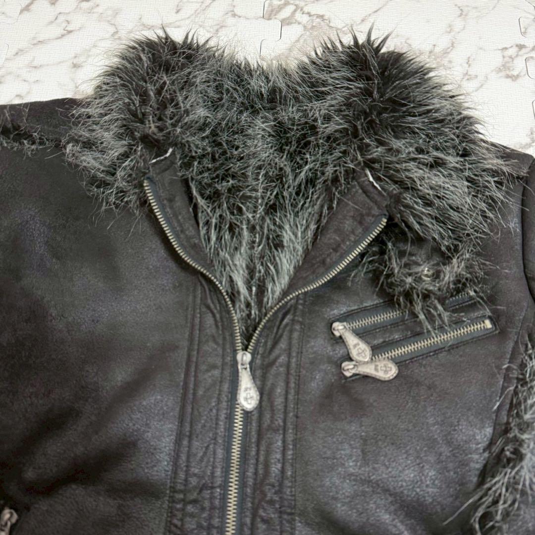 BURNING SHO ecoleather fur jacket ボアy2k