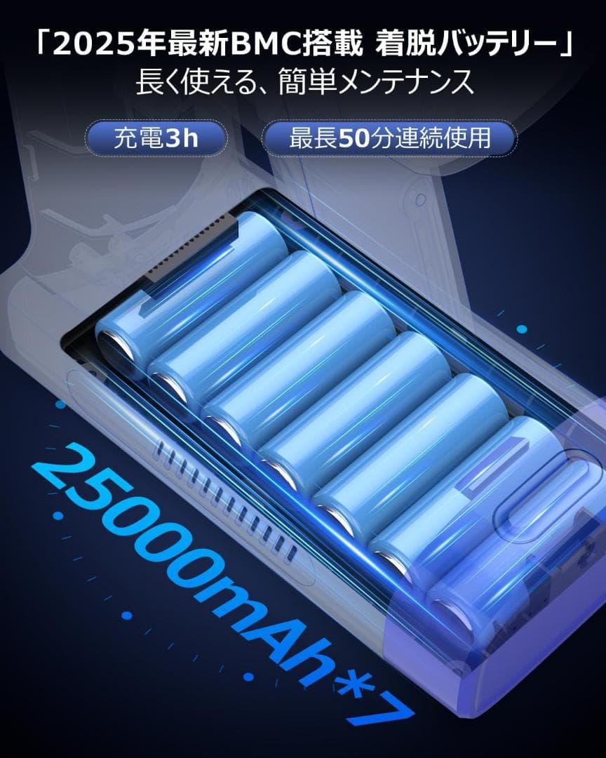 掃除機 コードレス【腰痛ゼロフレックスネック設計】45kPa 超強力
