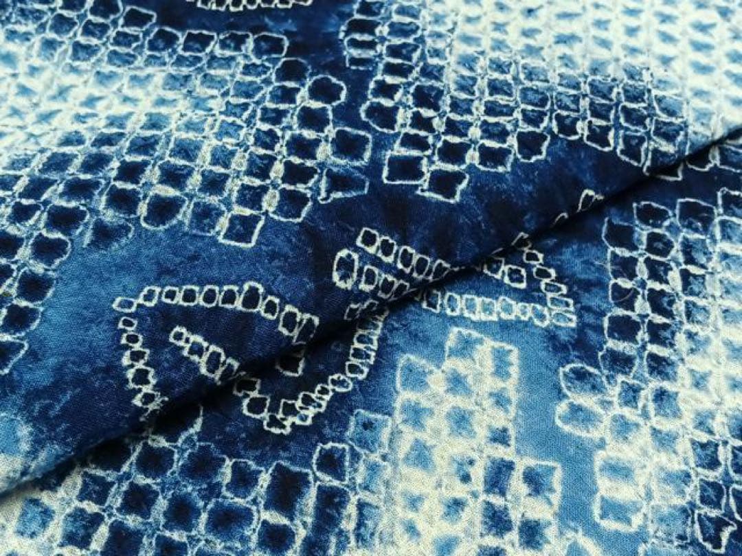 有松絞り　浴衣　トールサイズ　三浦絞り　ぼかし　水色　青紺　有松鳴海絞り