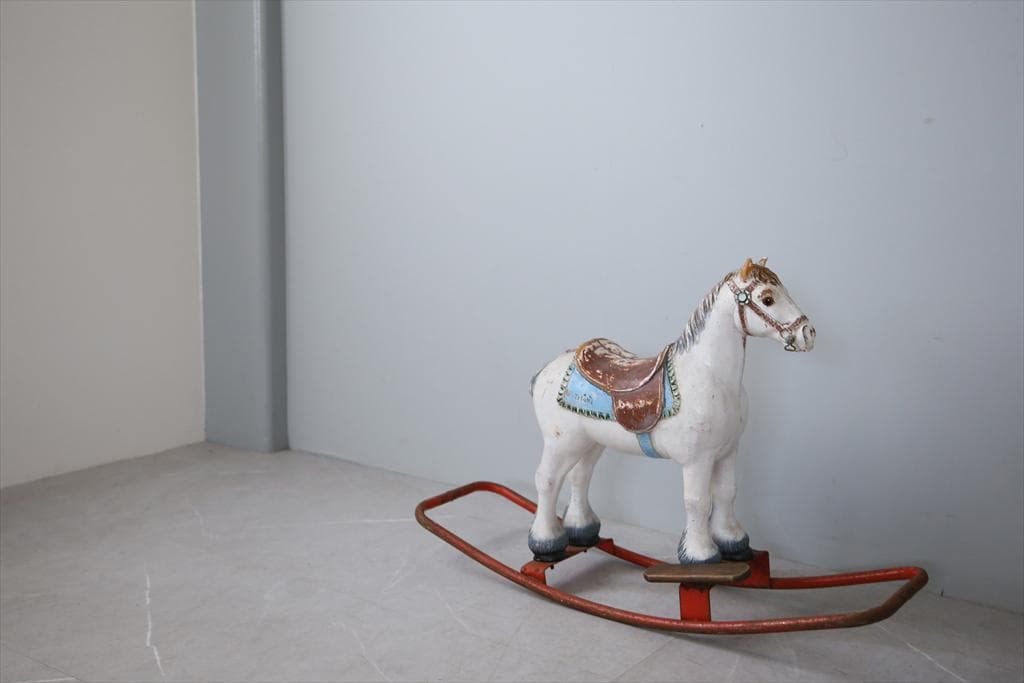 英国アンティークTriang製ロッキングホース/木馬/乗り物オブジェ(92-67