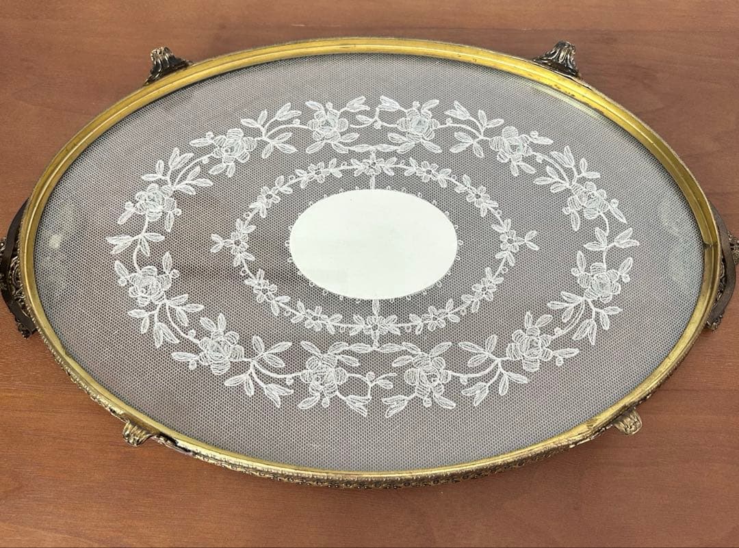 【匿名配送】ドレッシングトレイ　イギリス　アンティーク　雑貨　プチポワン