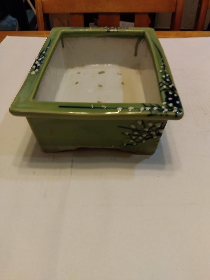 大幅値下げ、アンティーク　レトロ水盤花活け　角皿足付き