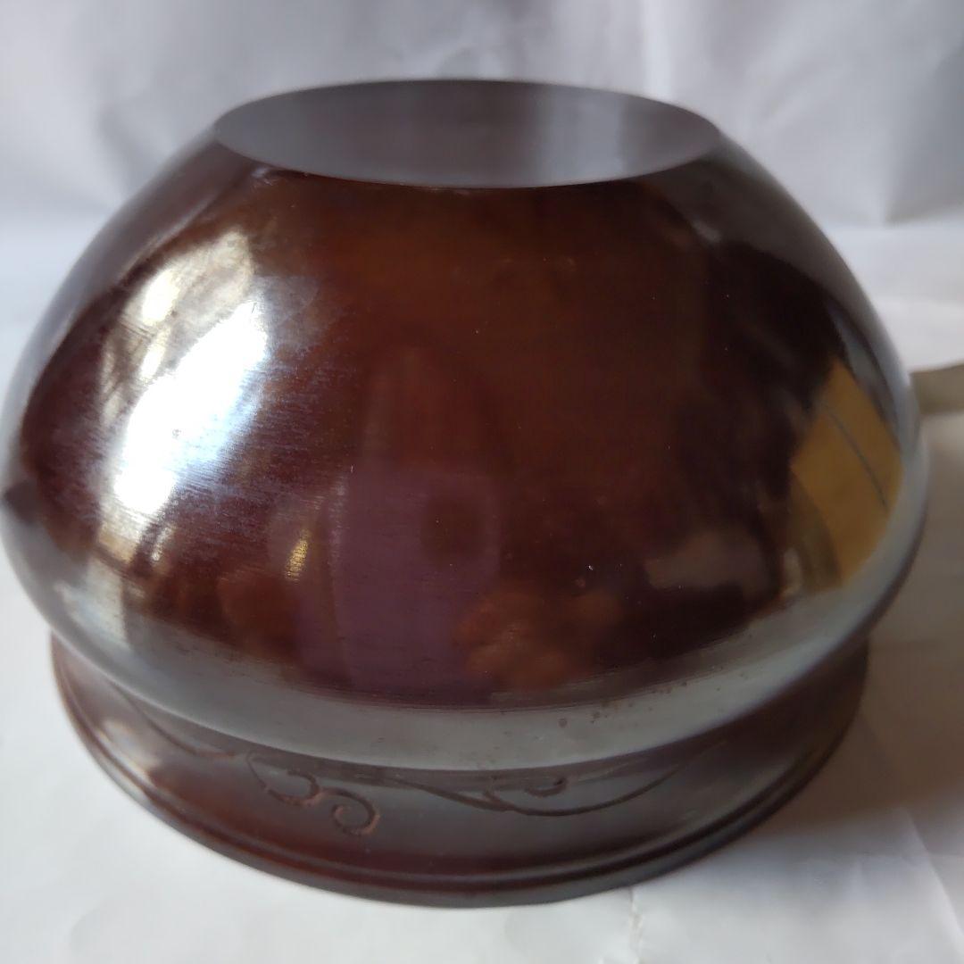 風炉師 鳳泉 作 鵬雲斎好 唐草彫 建水 唐銅製 共箱 茶道具 茶器 美品 です