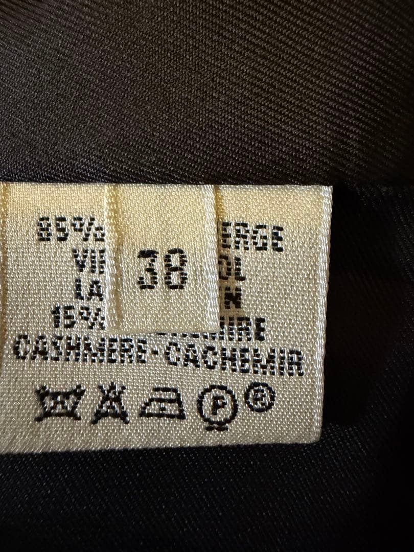 エルメス HERMES チャコールグレー ヘリンボーン タイトスカート38サイズ