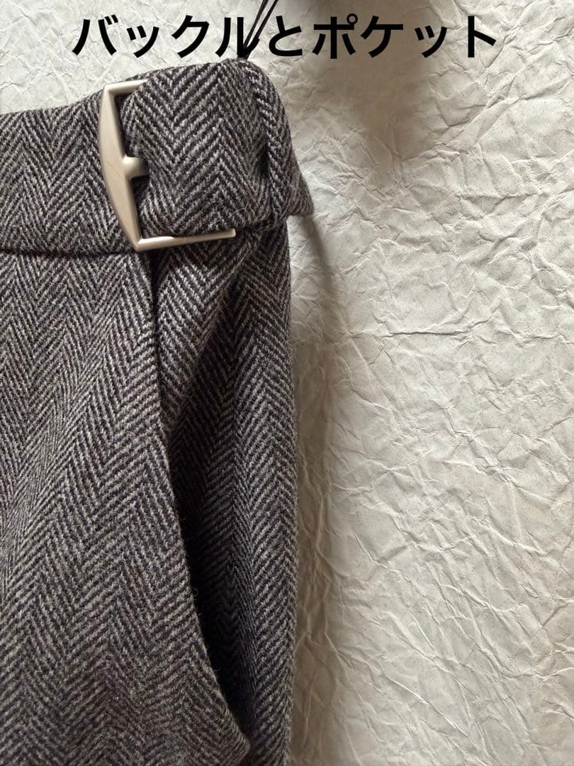 エルメス HERMES チャコールグレー ヘリンボーン タイトスカート38サイズ