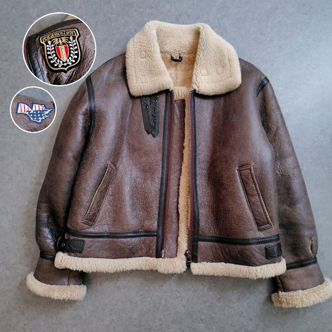 USA製 羊革 リアルムートンジャケット B3 B-3 US ARMY ワッペン