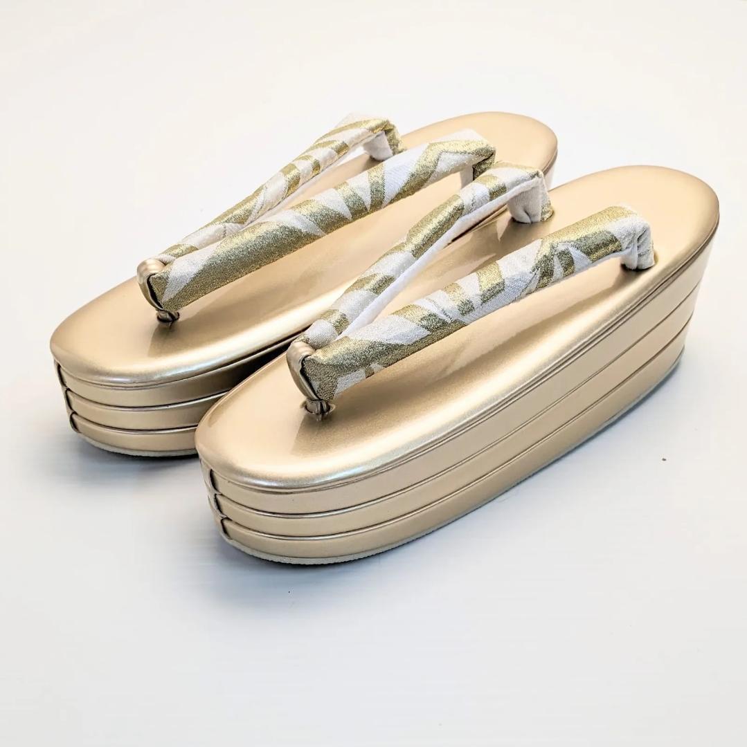 和装 草履バッグセット 帯地 金 ゴールド 3枚芯 フリーサイズ k15-10