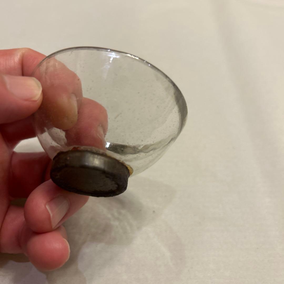 【値引き】大正ガラス　盃　お猪口　吹きガラス　気泡ガラス　クリアガラス　蔵出し